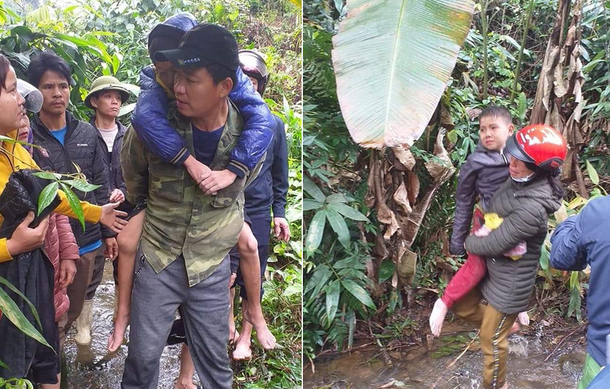 Hai cháu bé được tìm thấy trong tình trạng hoảng loạn, kiệt sức.