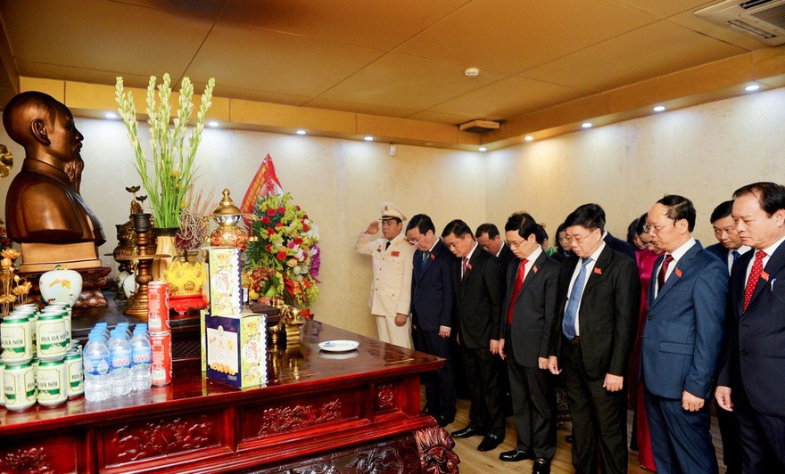 Đại biểu Đại hội Đảng bộ Nghệ An lần thứ XIX báo công với Bác ở Quảng trường Hồ Chí Minh