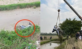 Người dân hoảng hồn phát hiện xe máy và thi thể dưới mương cạn