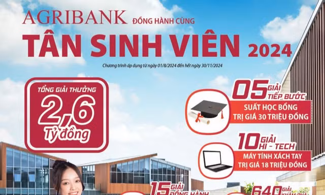 Agribank dành 2,6 tỷ đồng tặng Tân sinh viên 2024 