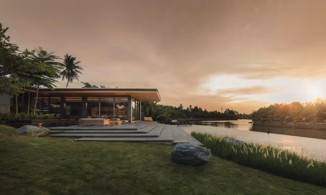 Mẫu nhà kính một tầng ven sông khiến nhiều người mê đắm