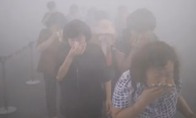 Diễn tập dân sự tại Hàn Quốc. Ảnh:Reuters