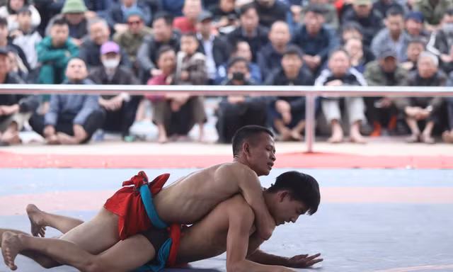 Người dân vây kín sới vật ở Hoài Đức (Hà Nội)
