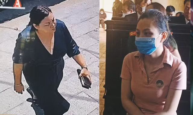 Nữ chủ mưu vụ truy sát Quân 'xa lộ' trước thời điểm xảy ra vụ án và tại phiên tòa.