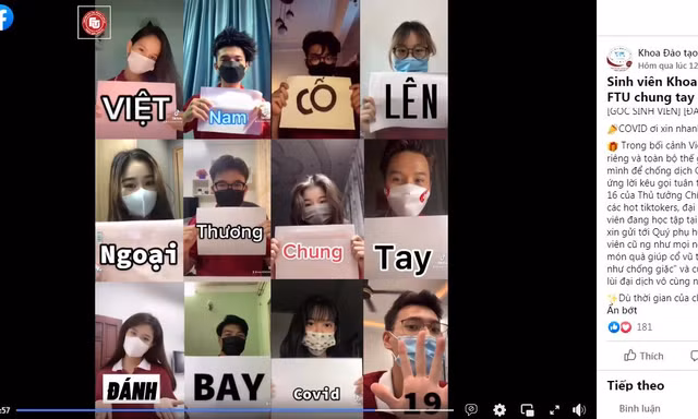 Sinh viên trường ĐH Ngoại thương quay clip cổ động chung tay đẩy lùi dịch COVID-19