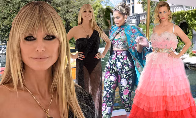 Heidi Klum khoe chân dài miên man, Jennifer Lopez như bà hoàng dự show thời trang