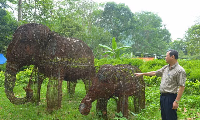 15.000 bẫy thú rừng tạo thành cặp tượng voi mẹ con