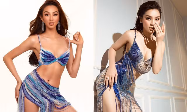 Cận cảnh chiếc váy 'hở bạo' được 'cô dâu nóng bỏng nhất' và 'nàng Hậu quyến rũ nhất' lựa chọn