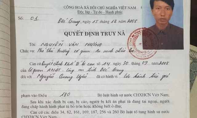 Lệnh truy nã đối tượng Uyển.