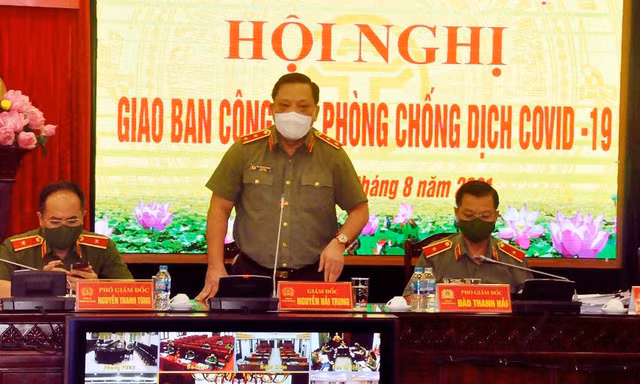 Trung tướng Nguyễn Hải Trung, Giám đốc Công an TP Hà Nội, phát biểu chỉ đạo tại hội nghị.
