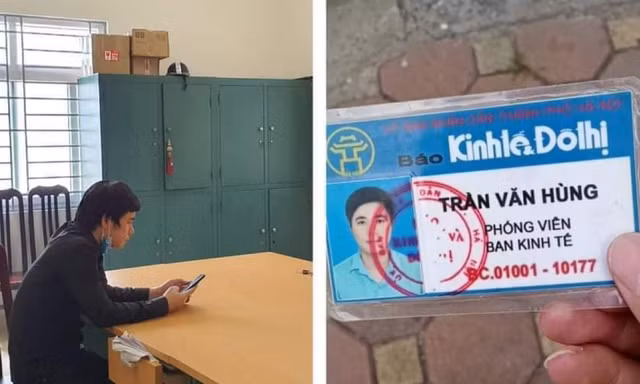 Thẻ phóng viên giả nam tài xế xuất trình tổ công tác.