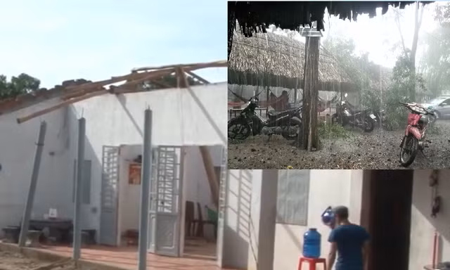 Bình Dương, Bình Phước mưa lớn làm hàng chục căn nhà bay mái, cột điện đổ sập