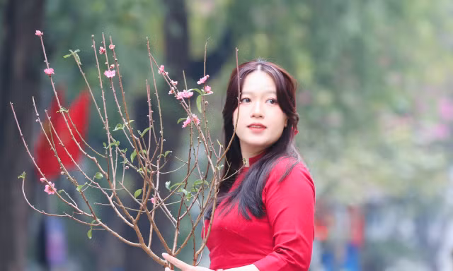 Những cô gái Hà thành thướt tha áo dài xuống phố đón xuân
