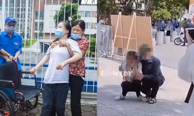 Chuyện mùa thi được netizen "thả tim": Nữ sinh được mẹ bế đi thi, cô gái khóc trên vai cha