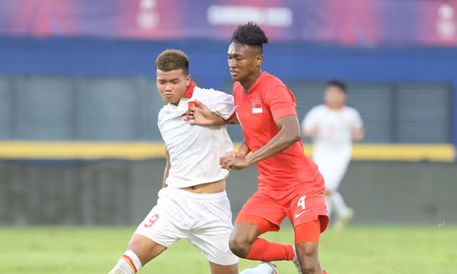 U22 Việt Nam chiếm ngôi đầu bảng B sau trận thắng U22 Singapore (ảnh Hữu Phạm)
