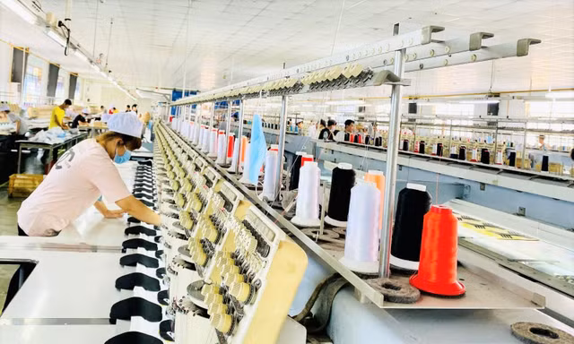 Công nhân làm việc trong doanh nghiệp “3 tại chỗ” ở Bình Dương. Ảnh: Hương Chi 