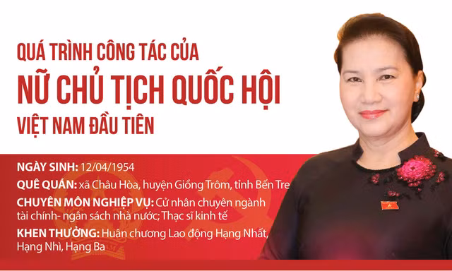Quá trình công tác của nữ Chủ tịch Quốc hội Việt Nam đầu tiên