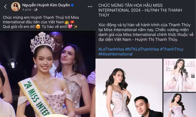 Dàn người đẹp Việt chúc mừng Thanh Thủy đăng quang Miss International 2024