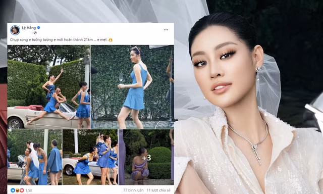 Á hậu Lệ Hằng hé lộ hậu trường chụp ảnh cưới "siêu lầy" của Hoa hậu Khánh Vân