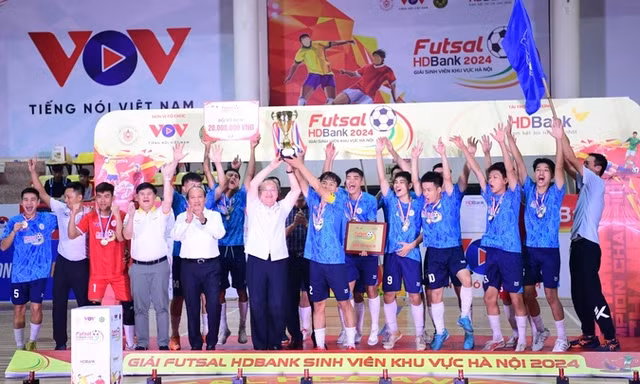Đại học Kinh tế Kỹ thuật Công nghiệp vô địch giải futsal sinh viên Hà Nội 2024 