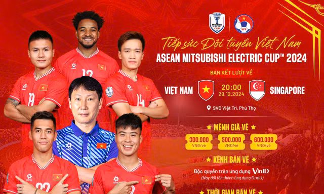Vé xem trận Việt Nam đấu Singapore trên sân Việt Trì bán hết sạch sau 15 phút 