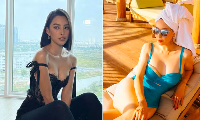 Tiểu Vy mặc áo corset trễ nải nóng bỏng, Hà Kiều Anh diện áo tắm sexy 'đỉnh cao' ở tuổi 45