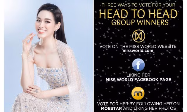 Đỗ Thị Hà thông báo về bình chọn ở phần thi Đối đầu ở Miss World