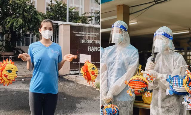 Hoa hậu Tiểu Vy, Á hậu Phương Anh và mùa Trung thu đáng nhớ khi mặc đồ bảo hộ làm chị Hằng