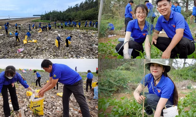 Tuổi trẻ Nam Định thu gom rác thải, làm sạch biển 