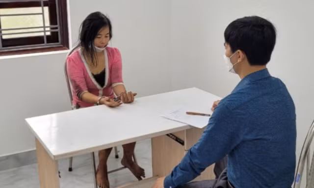 Đối tượng Hà tại cơ quan công an
