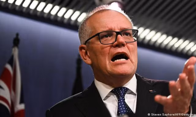 Ông Scott Morrison đã tổ chức cuộc họp báo lớn đầu tiên kể từ khi đảng của ông bị loại khỏi chính phủ vào tháng 5. Ảnh: DW