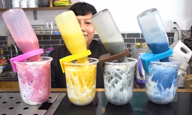Độc đáo trà sữa úp ngược