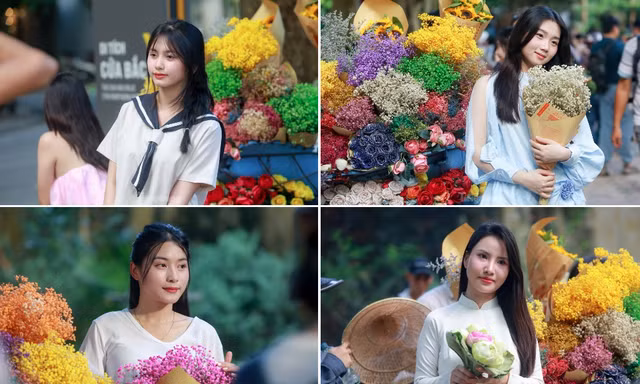 Chớm thu, con phố lãng mạn nhất Hà Nội lại cảnh '1 mét vuông 10 nàng thơ'