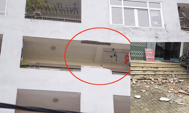 Kinh hãi vì tường chung cư bất ngờ đổ sập