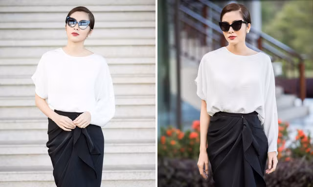 Tăng Thanh Hà 'khí chất ngời ngời' với váy áo gam màu đen-trắng