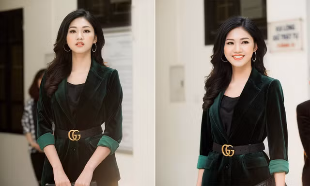 Á hậu Thanh Tú khoe sắc với vest nhung cực chất