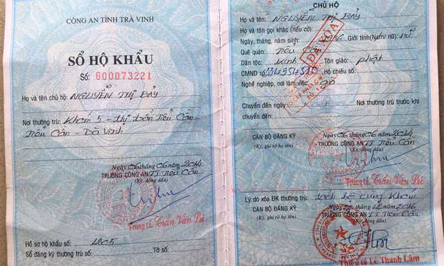 Bà Bảy bị xoá tên ra khỏi sổ hộ khẩu.