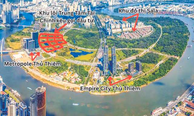 Vị trí xây dựng Trung tâm tài chính TPHCM ở Khu đô thị mới Thủ Thiêm