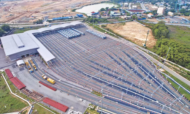 Khu vực depot Long Bình thuộc dự án metro số 1 TPHCM. Ảnh: Duy Anh
