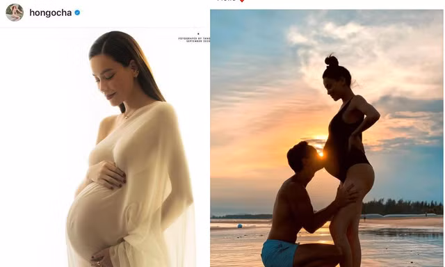 Hồ Ngọc Hà lần đầu khoe bụng bầu bên Kim Lý 