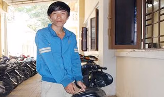Đối tượng Thiên tại cơ quan Công an.