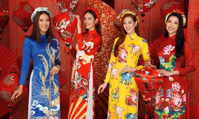 Ngắm dàn người đẹp Hoa hậu Hoàn vũ khoe sắc rạng ngời trong bộ ảnh Tết Tân Sửu
