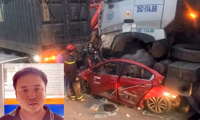 Tài xế Tuyển và hiện trường vụ tai nạn.