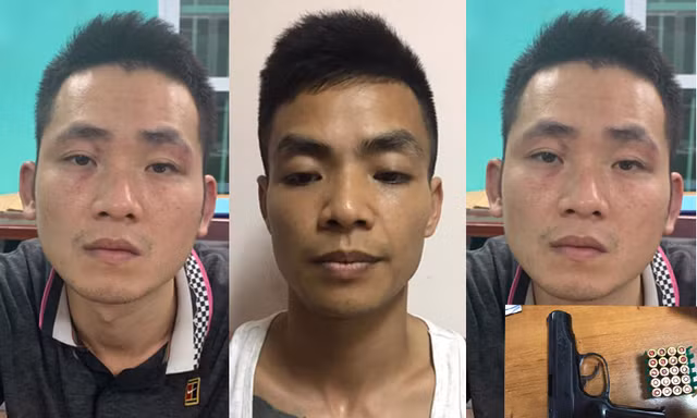Nhóm đối tượng bị bắt giữ. Ảnh: Công an TP Hà Nội