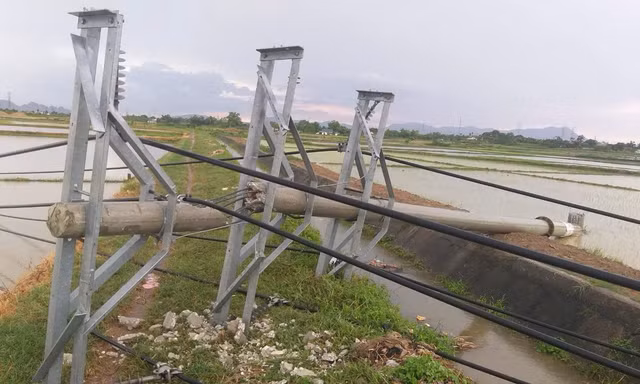 Một người tử vong, hàng loạt cột điện đổ gãy do giông, sét ở Thanh Hóa