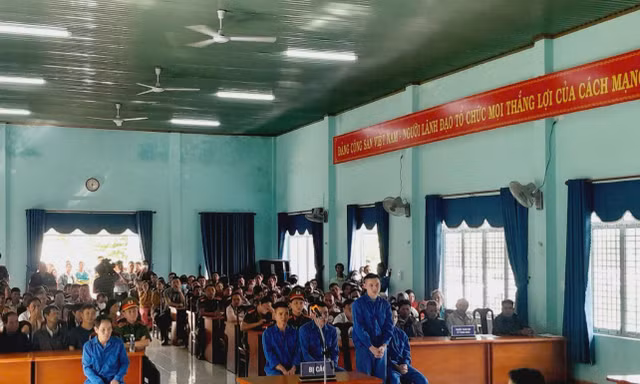 Các bị cáo tại phiên tòa. 