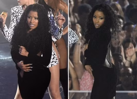 Nicki Minaj rách váy trên sân khấu vì diễn quá 'sung'