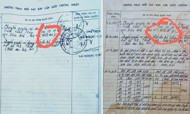 Dấu vết tẩy xoá khá lộ liễu.