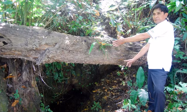 Bức ảnh hiếm hoi của ông Công giới thiệu với phóng viên tại cửa “kho báu”