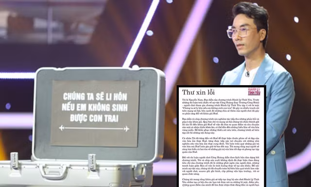 Đạo diễn xin lỗi sau vụ 'ly hôn vợ nếu không đẻ con trai' của người chơi 